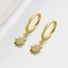 Women's Sunflower Zircon Inlaid Earrings In S925 Sterling Silver With Electroplated Geometric Fashion Design