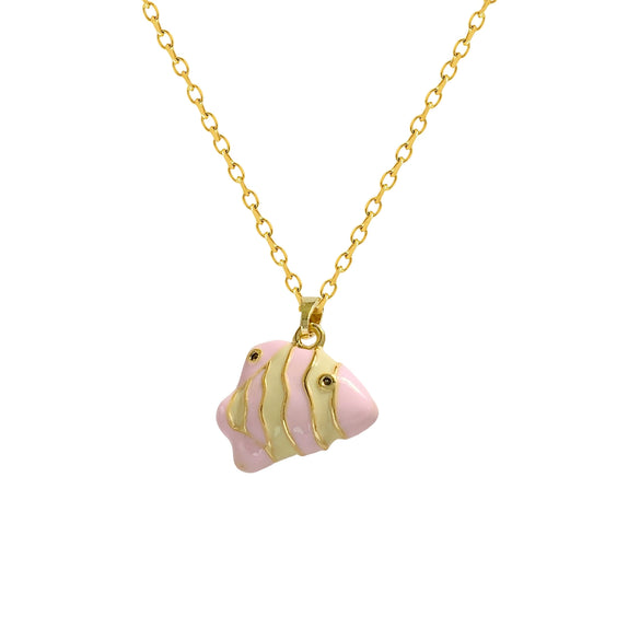 Women's Sweet Animal Style Copper And Titanium Steel Clown Fish Necklace With Real Gold Plating And Enhanced Color Retention