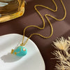 Women's Sweet Animal Style Copper And Titanium Steel Clown Fish Necklace With Real Gold Plating And Enhanced Color Retention