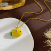 Women's Sweet Animal Style Copper And Titanium Steel Clown Fish Necklace With Real Gold Plating And Enhanced Color Retention