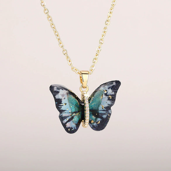 Women's Sweet Animal Zodiac Acrylic Resin Copper Zirconia O Word Chain Necklace