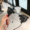 Women's Sweet Black Lace Cat Ear Handmade Cloth Headband
