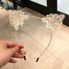 Women's Sweet Black Lace Cat Ear Handmade Cloth Headband