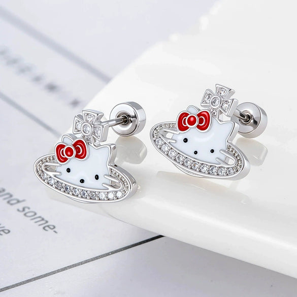 Women's Sweet Bow Pattern Titanium Steel Electroplated Ear Nails