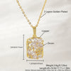 Women's Sweet Copper Flower Geometric Square Pendant Necklace With O Word Chain And Electroplating