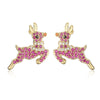 Women's Sweet Copper Strawberry Banana Pineapple And Elk Earrings With Zirconia Accents And Geometric Festive Design
