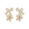 Women's Sweet Copper Zircon Inlay Christmas Earrings With Tree Snowman Gift Stocking And Snow Hat Designs