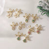 Women's Sweet Copper Zircon Inlay Christmas Earrings With Tree Snowman Gift Stocking And Snow Hat Designs
