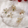 Women's Sweet Copper Zircon Inlay Christmas Earrings With Tree Snowman Gift Stocking And Snow Hat Designs
