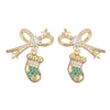 Women's Sweet Copper Zircon Inlay Christmas Earrings With Tree Snowman Gift Stocking And Snow Hat Designs