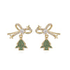 Women's Sweet Copper Zircon Inlay Christmas Earrings With Tree Snowman Gift Stocking And Snow Hat Designs