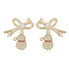 Women's Sweet Copper Zircon Inlay Christmas Earrings With Tree Snowman Gift Stocking And Snow Hat Designs