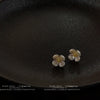 Women's Sweet Flower Earrings Copper Electroplated Small White Floral Stud Earrings With Silver Needle