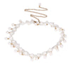 Women's Sweet Flower Shape Pearl Chain Belt Handmade Beaded Metal Dress Waist Chain