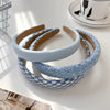 Women's Sweet Geometric Cloth Handmade Widebrimmed Plush Knitted Hair Band