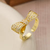 Women's Sweet Geometric Copper 18K Gold Plated Zircon Bow Open Micropaved Ring