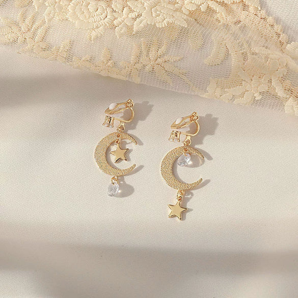 Women's Sweet Geometric Ear Clip Earrings Alloy Silver Plated Gold Plated Simple Long Electroplated Ear Jewelry