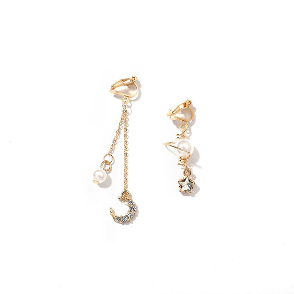Women's Sweet Geometric Ear Clip Earrings Alloy Silver Plated Gold Plated Simple Long Electroplated Ear Jewelry