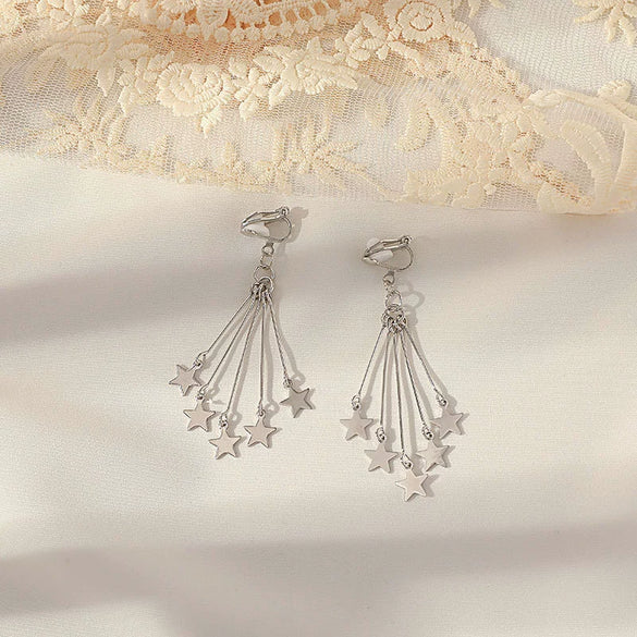 Women's Sweet Geometric Ear Clip Earrings Alloy Silver Plated Gold Plated Simple Long Electroplated Ear Jewelry