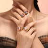 Women's Sweet Geometric Pink Aquamarine Zircon Opening Adjustment 316L Stainless Steel Pvd Plated Ring