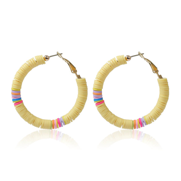 Women's Sweet Geometric Soft Pottery Cshaped Earrings With Electroplating