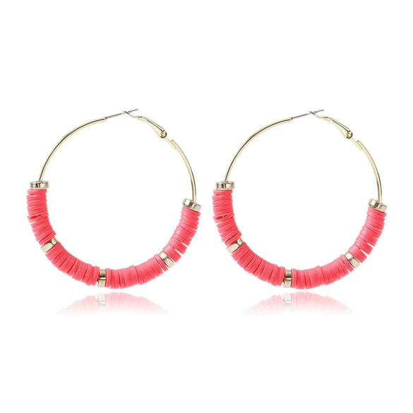 Women's Sweet Geometric Soft Pottery Cshaped Earrings With Electroplating