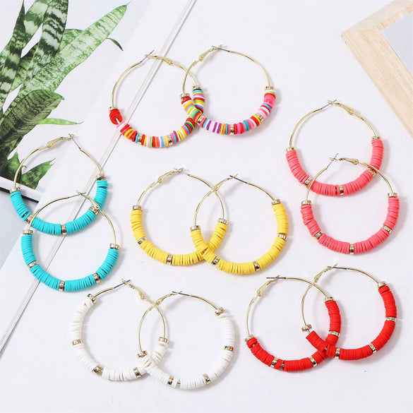 Women's Sweet Geometric Soft Pottery Cshaped Earrings With Electroplating