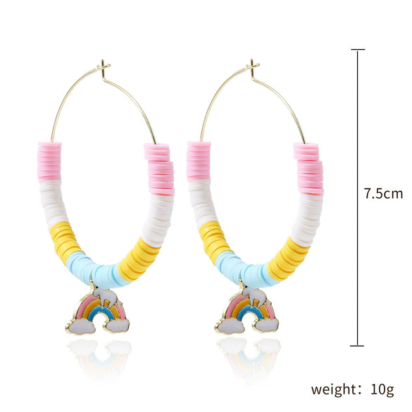 Women's Sweet Geometric Soft Pottery Cshaped Earrings With Electroplating