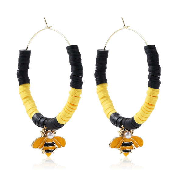 Women's Sweet Geometric Soft Pottery Cshaped Earrings With Electroplating