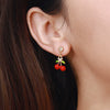 Women's Sweet Geometric Stainless Steel Cherry Earrings With Electroplating