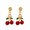 Women's Sweet Geometric Stainless Steel Cherry Earrings With Electroplating