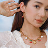 Women's Sweet Geometric Stainless Steel Cherry Earrings With Electroplating