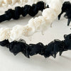 Women's Sweet Handmade Mixed Materials Mesh Pleated Beads Hair Hoop Headband