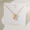 Women's Sweet Heart Shape Copper And Titanium Steel Pendant Necklace With Electroplating And Aurora Flash Color Zircon