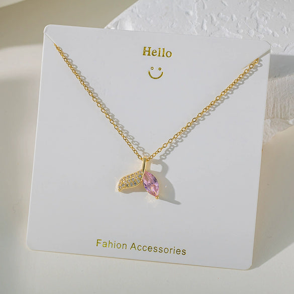Women's Sweet Heart Shape Copper And Titanium Steel Pendant Necklace With Electroplating And Aurora Flash Color Zircon