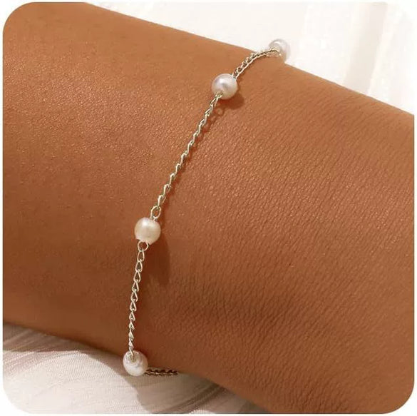Women's Sweet Heart Shape Copper Bracelet With Inlaid Pearl Electroplated Casual Elegant Jewelry