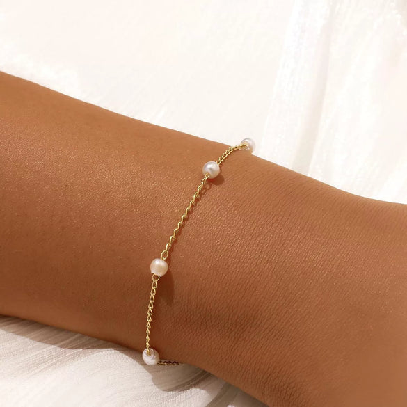Women's Sweet Heart Shape Copper Bracelet With Inlaid Pearl Electroplated Casual Elegant Jewelry