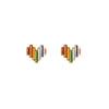 Women's Sweet Heart Shaped Earrings With Silver Needle And Copper Electroplated Rainbow Heart Geometric Design