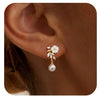 Women's Sweet Leaf Shaped Copper Stud Earrings With Zircon Electroplated Floral Fashion Jewelry