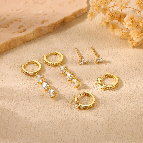 Women's Sweet Leaf Shaped Copper Stud Earrings With Zircon Electroplated Floral Fashion Jewelry