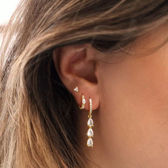 Women's Sweet Leaf Shaped Copper Stud Earrings With Zircon Electroplated Floral Fashion Jewelry
