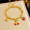 Women's Sweet Mori Cherry Love Lock Pendant Allmatch Highend Stainless Steel Goldplated Fruitshaped Bracelet For Summer