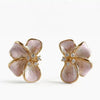 Women's Sweet Pink Enamel Flower Earrings With Alloy Body Steel Needle Posts And Drip Oil Finish