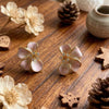 Women's Sweet Pink Enamel Flower Earrings With Alloy Body Steel Needle Posts And Drip Oil Finish
