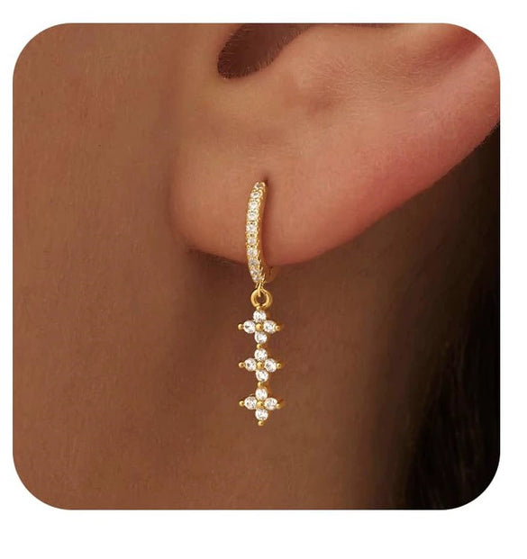 Women's Sweet Style Copper Flower Earrings With Electroplated Finish Fresh Simple Cute Floral Jewelry Gift