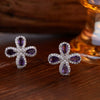 Women's Sweet Style S925 Sterling Silver Inlaid Crystal Four Leaf Flower Stud Earrings
