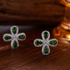Women's Sweet Style S925 Sterling Silver Inlaid Crystal Four Leaf Flower Stud Earrings