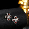 Women's Sweet Style S925 Sterling Silver Inlaid Crystal Four Leaf Flower Stud Earrings