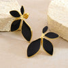 Women's Sweet Style Stainless Steel Enamel Flower Tassel Stud Earrings Half Flower Design With Dripping Glaze Finish