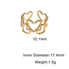 Women's Sweet Style Stainless Steel Open Ring With Heart Shape Hollow Out Design And Electroplated Gold Tone Finish